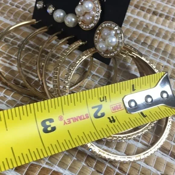 NWT NY&C 6 pair in 1 hoops and posts- gold tone - Picture 2 of 2